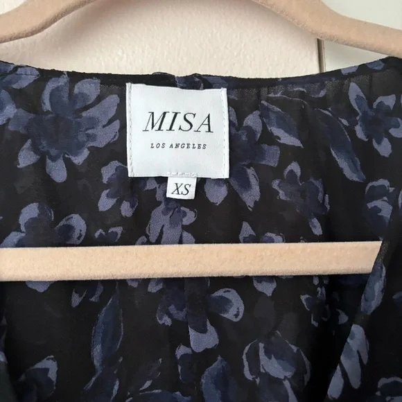 MISA Los Angeles Kesara Top XS Navy Floral Peplum Blouse NWOT Cropped - Picture 9 of 12